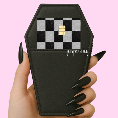 Black and silver checkered credit card skin