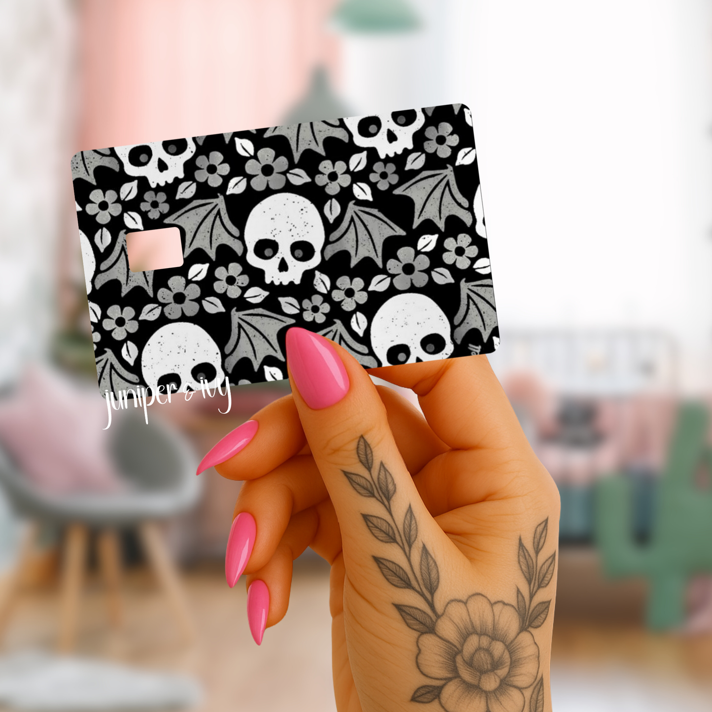Winged skulls credit card skin