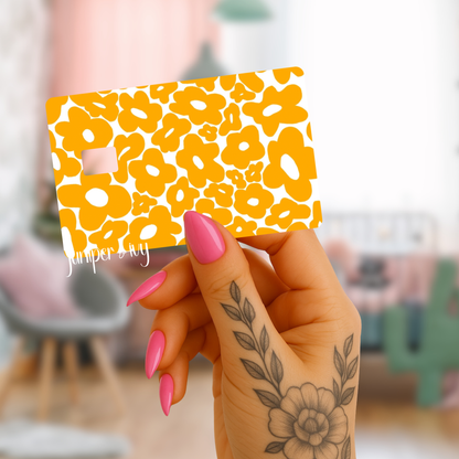 Retro yellow floral credit card skin