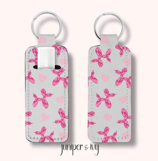 Balloon dog lip balm holder keychain