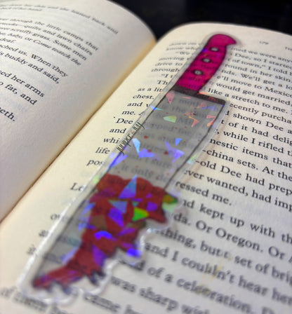 Holographic rainbow transparent knife bookmark