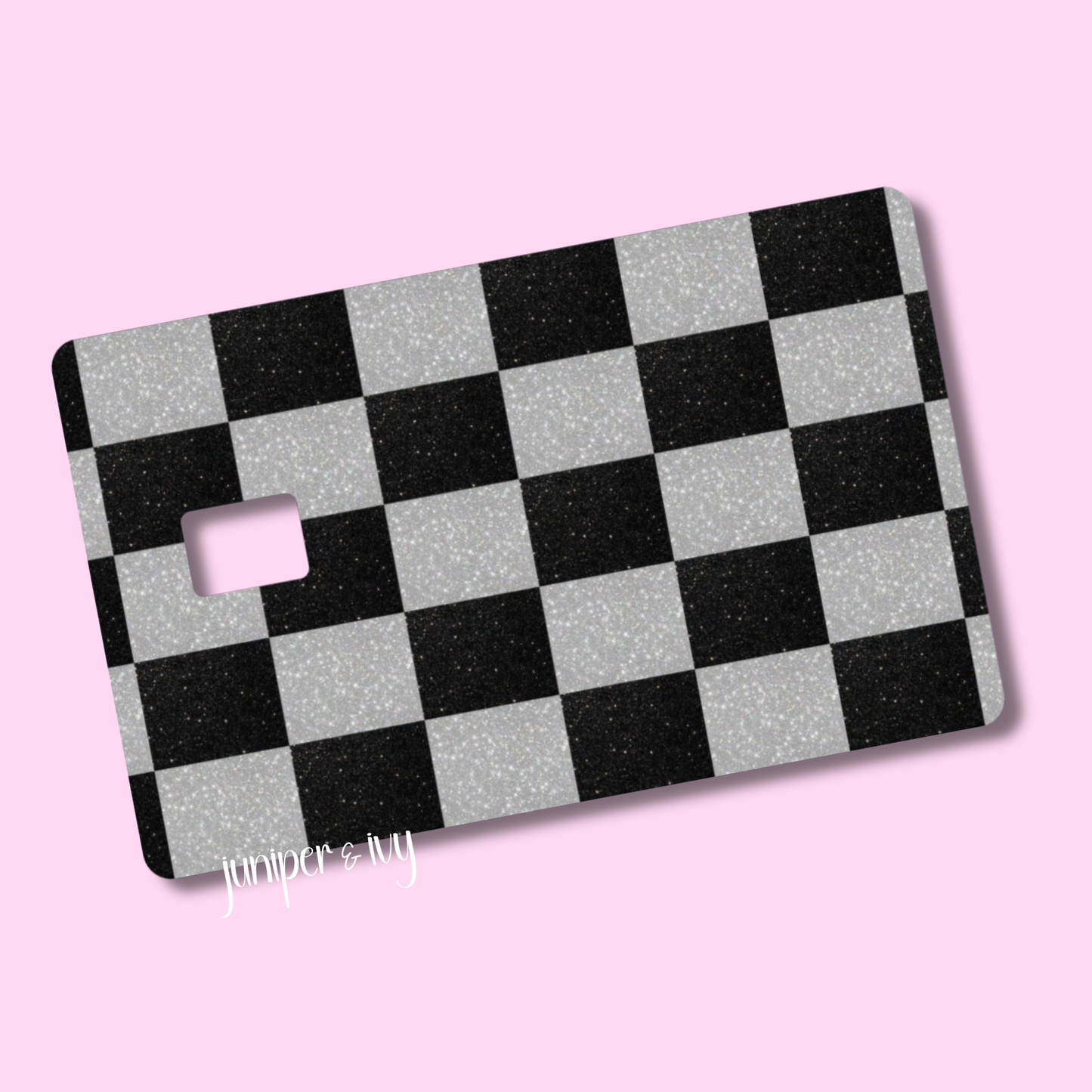 Black and silver checkered credit card skin