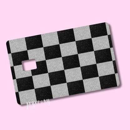 Black and silver checkered credit card skin