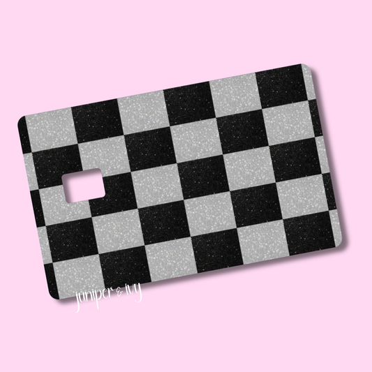 Black and silver checkered credit card skin