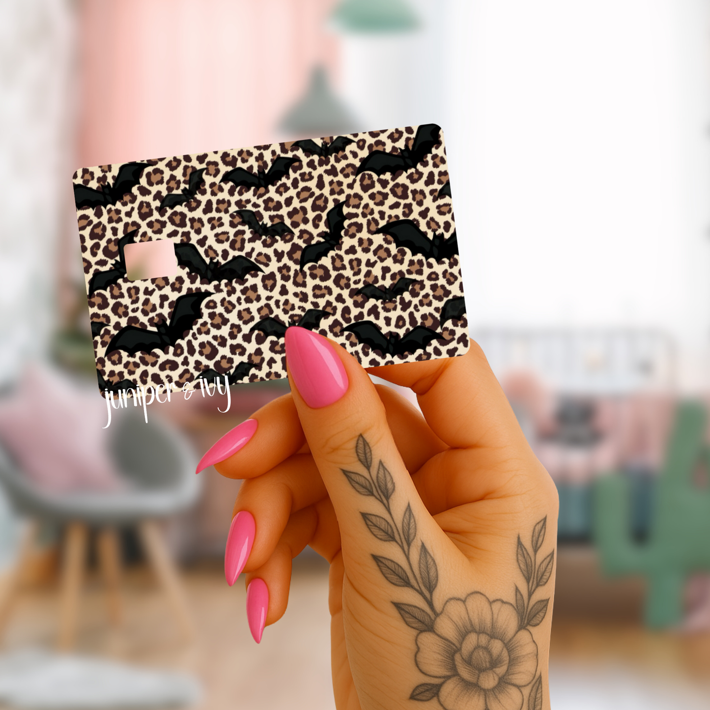 Leopard bat credit card skin