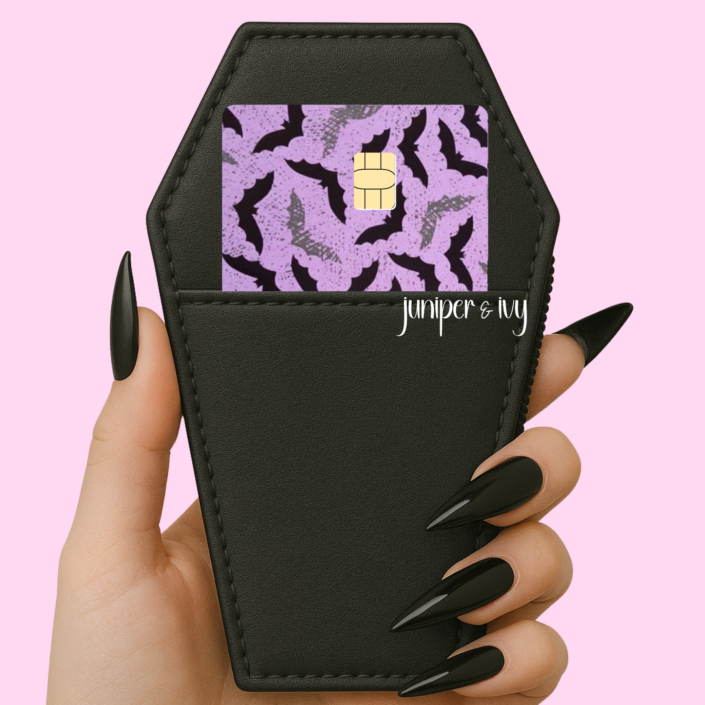 Pastel purple bats credit card skin