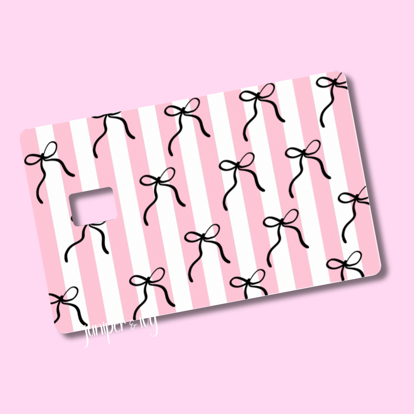 Black bows and stripes credit card skin
