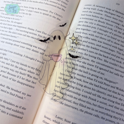 Tea cup ghost transparent bookmark