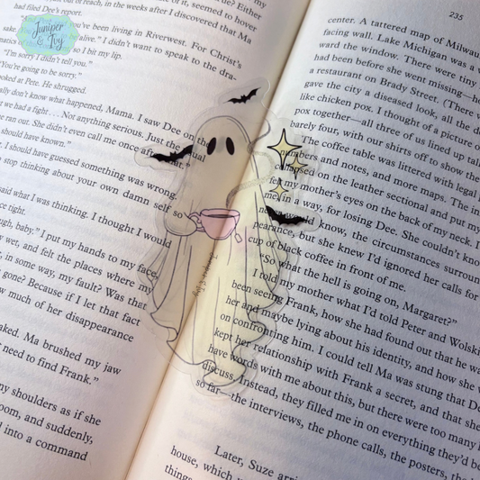 Tea cup ghost transparent bookmark
