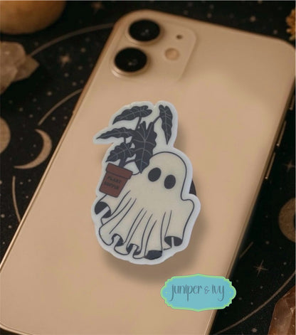 Ghost with plant shaped phone grip
