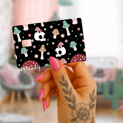 Mushrooms and skulls credit card skin