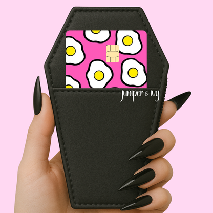 Pink fried egg credit card skin