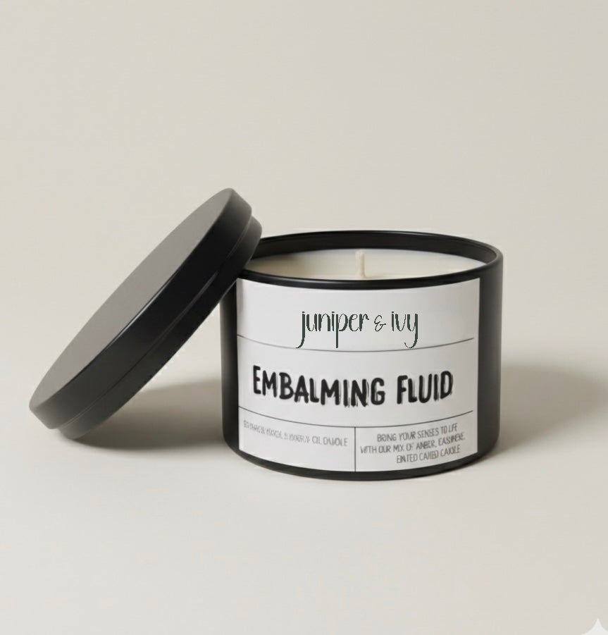 Embalming fluid candle