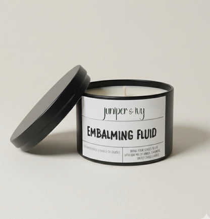 Embalming fluid candle