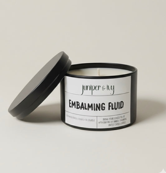 Embalming fluid candle