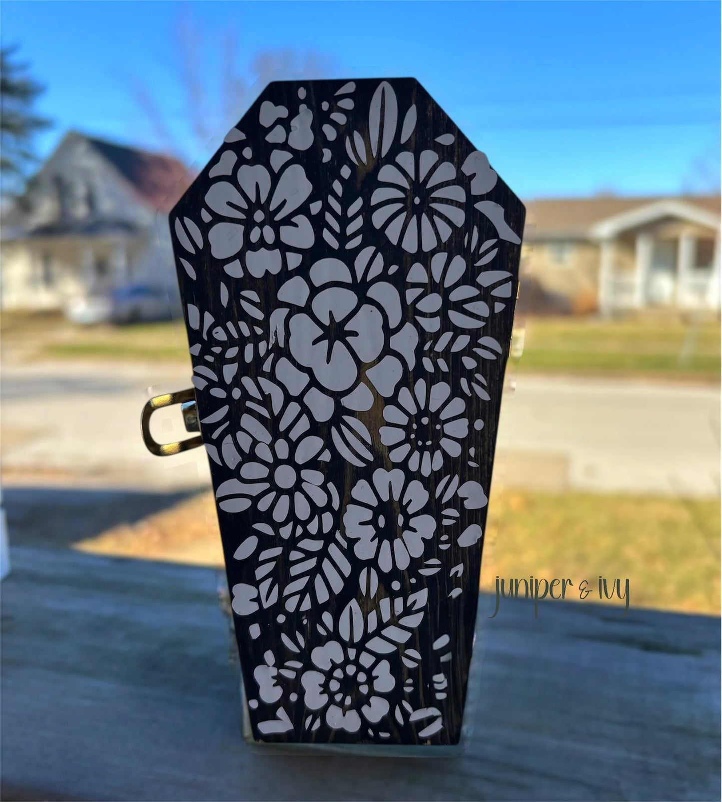 Floral coffin shaped jewelry box