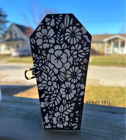 Floral coffin shaped jewelry box