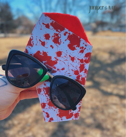 Blood splatter coffin shaped sunglasses case