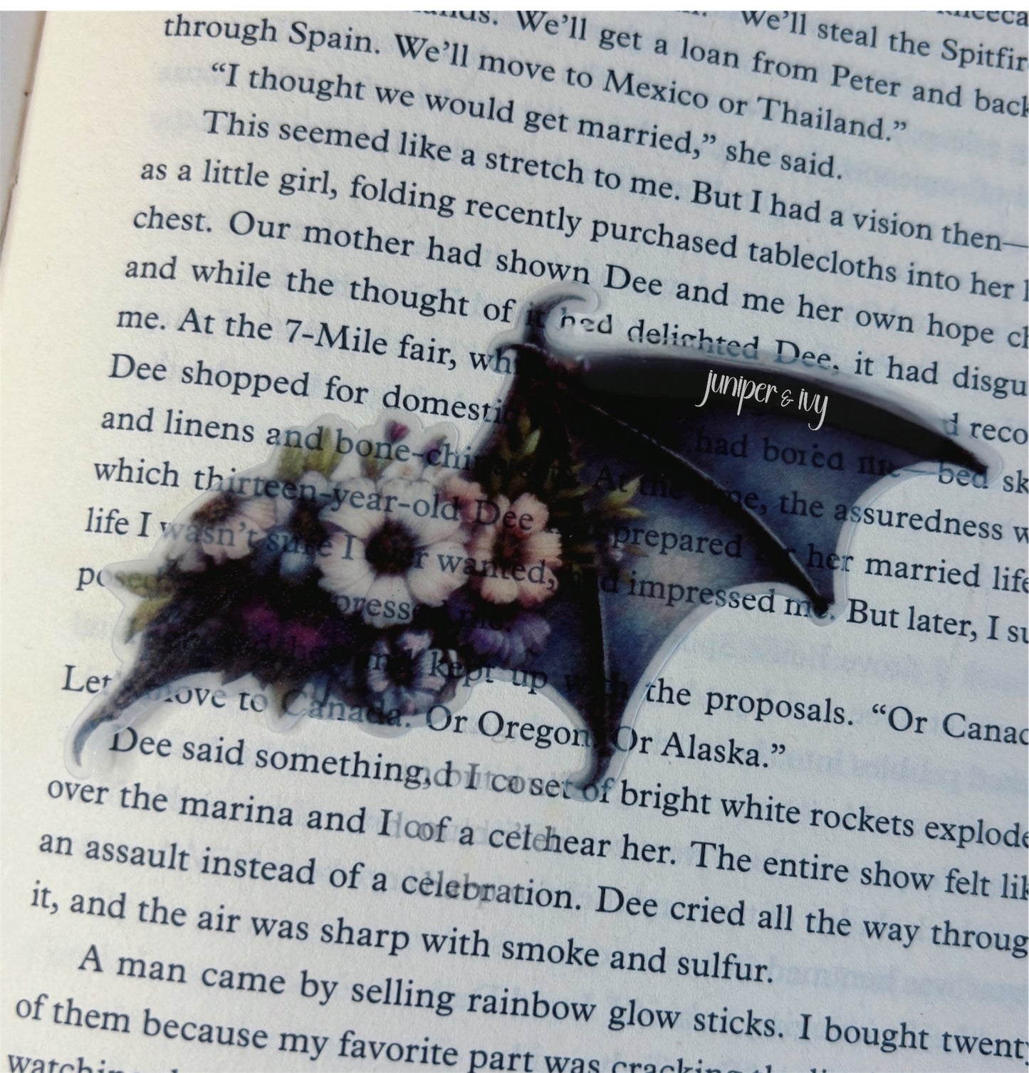 Floral bat wing bookmark
