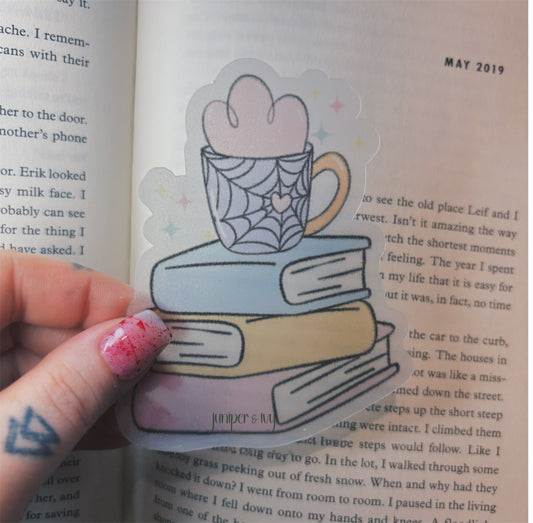 Spooky cute book stack bookmark