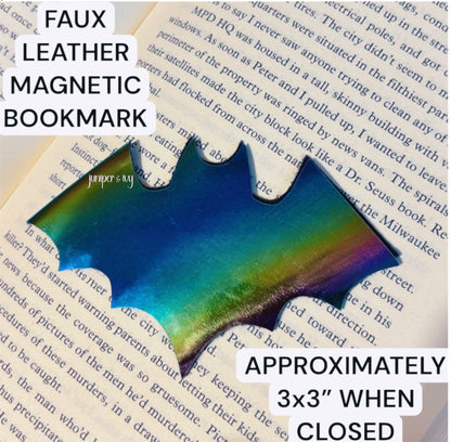 Rainbow faux leather bat bookmark