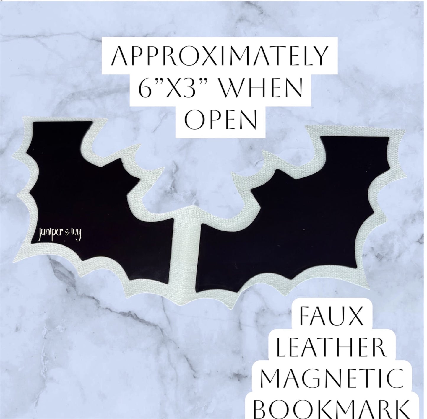 Magnetic faux leather bat bookmark