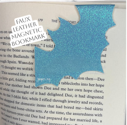 Magnetic faux leather bat bookmark