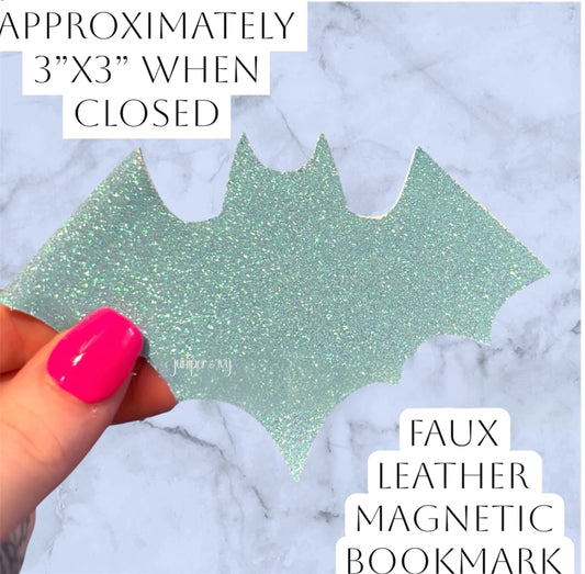 Magnetic faux leather bat bookmark