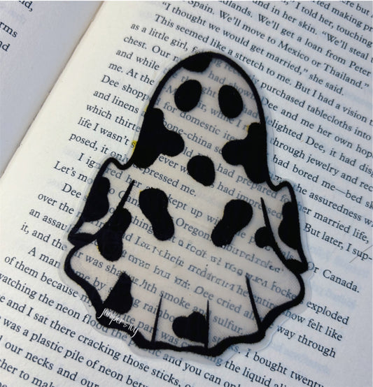 Cow print ghost bookmark