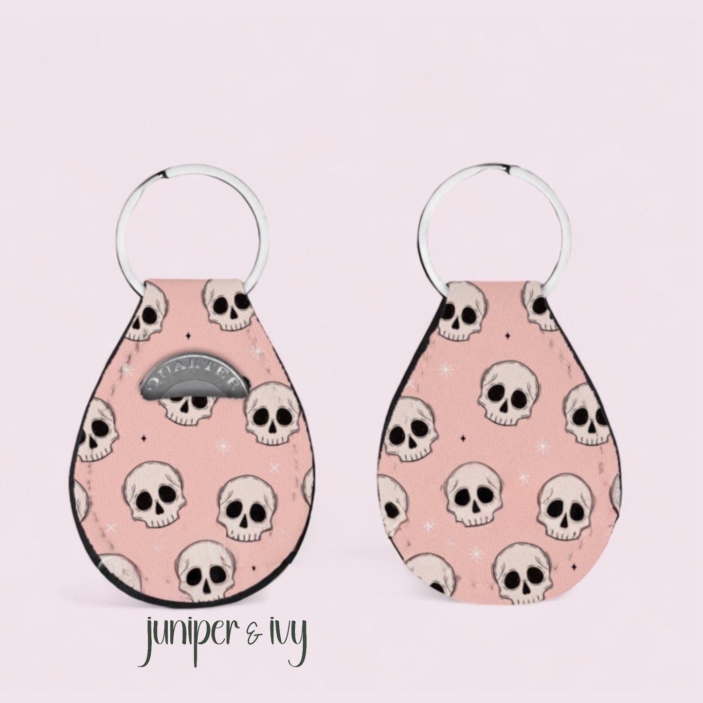 Pastel skull coin holder keychain