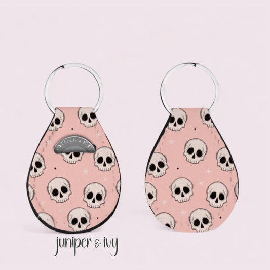 Pastel skull coin holder keychain
