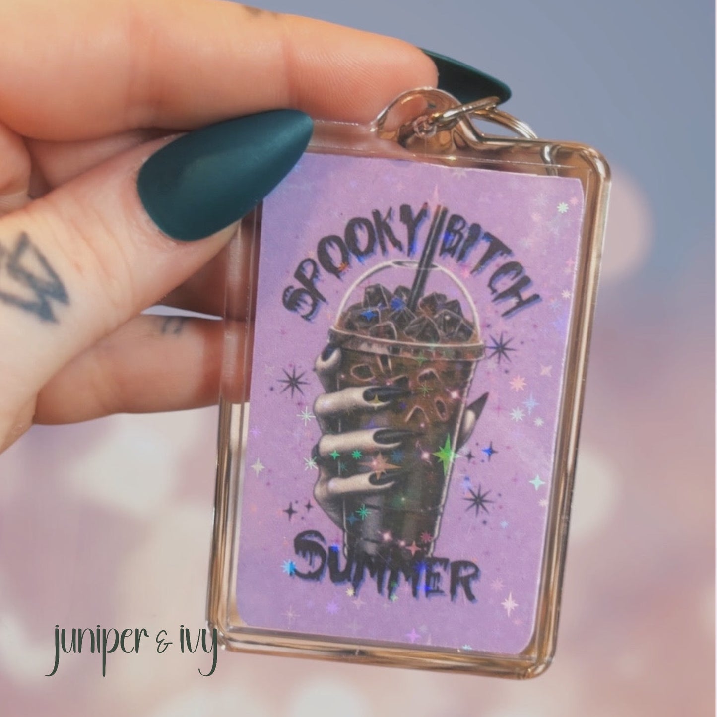 Spooky bitch holographic keychain