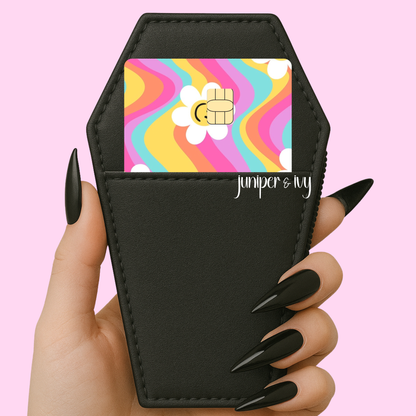 Rainbow flower smiley credit card skin