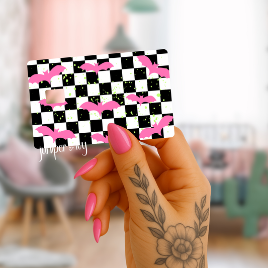 Pink bats checkered credit card skin