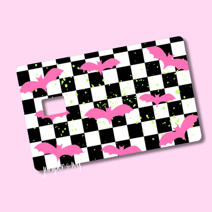 Pink bats checkered credit card skin