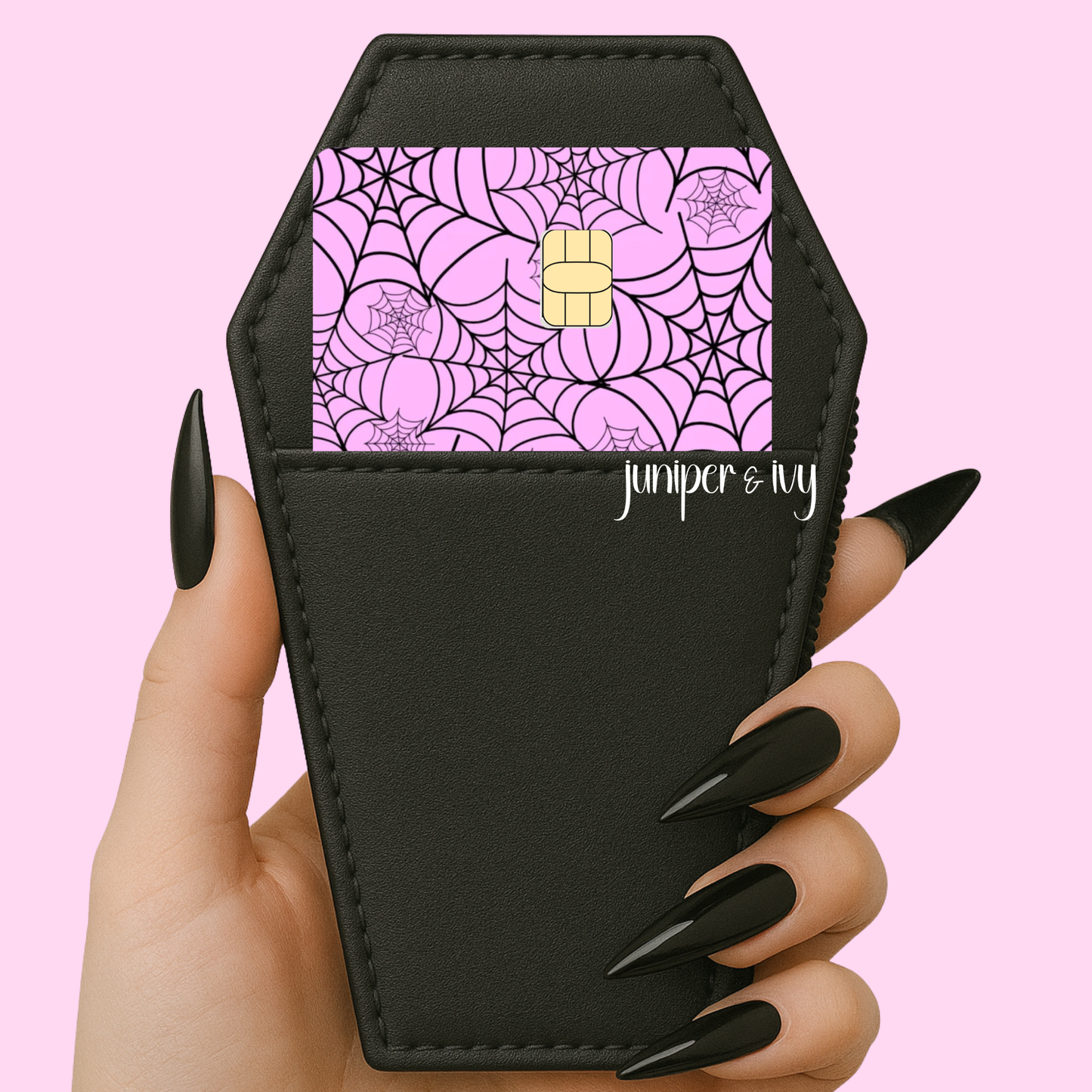Purple cobweb credit card skin