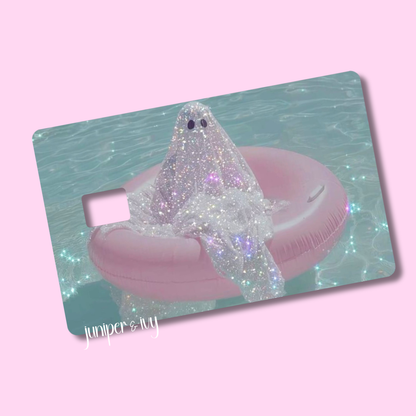 Glitter pool ghost credit card skin