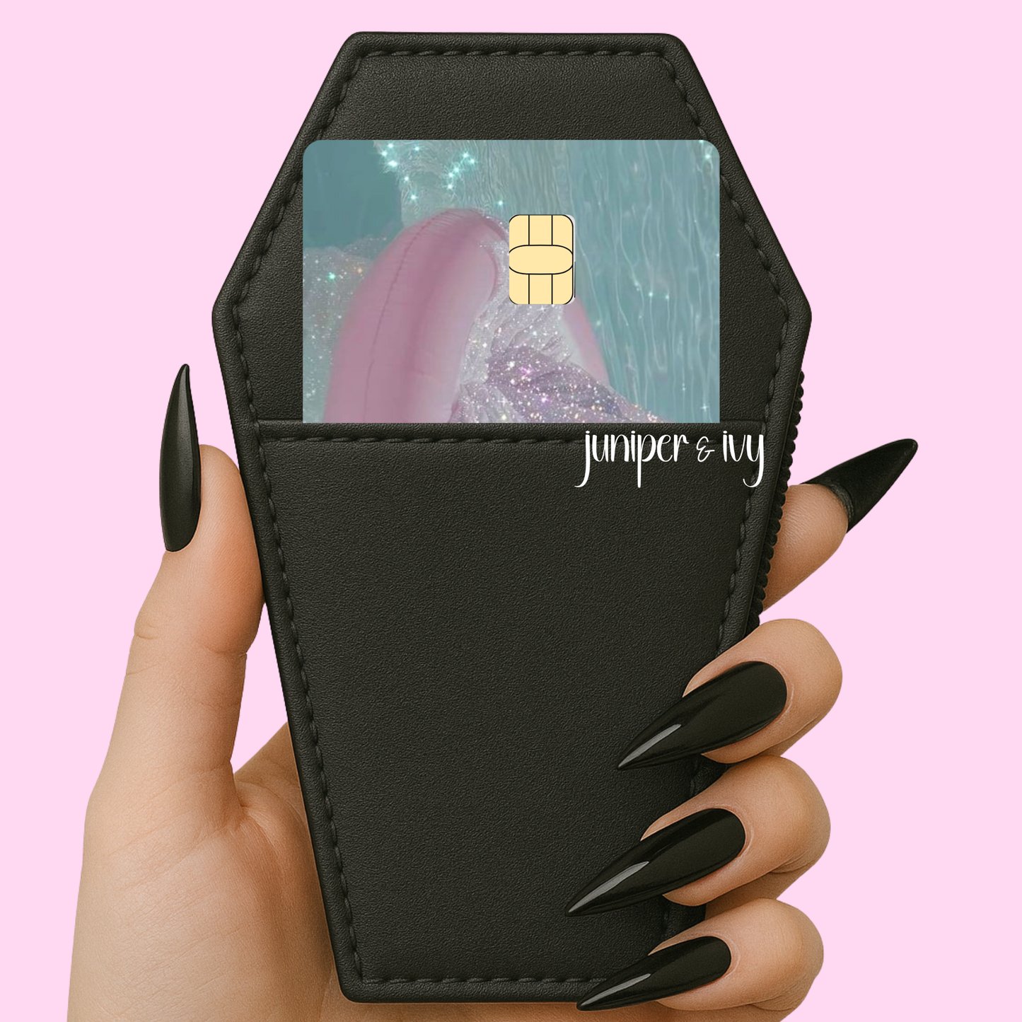 Glitter pool ghost credit card skin