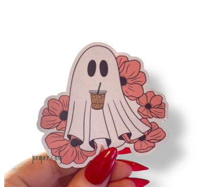 Iced coffee ghost sticker