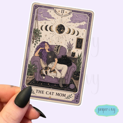 The cat mom tarot card sticker