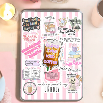 Blood Type: Iced Coffee IV Bag Sticker | Cute Coffee Lover Vinyl Sticker | Pastel Coffee Aesthetic