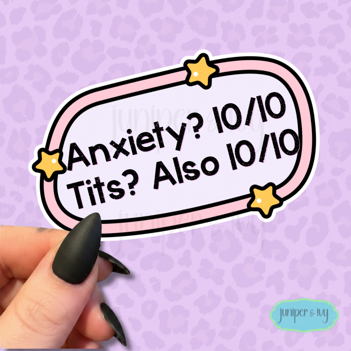 Anxiety? 10/10 Tits? Also 10/10 Funny Mental Health Vinyl Sticker