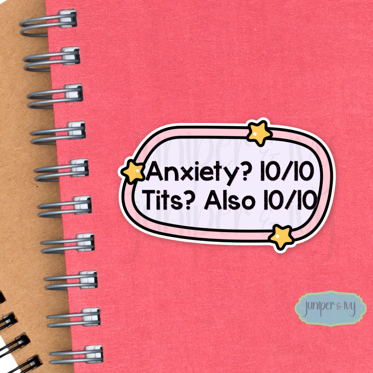Anxiety? 10/10 Tits? Also 10/10 Funny Mental Health Vinyl Sticker