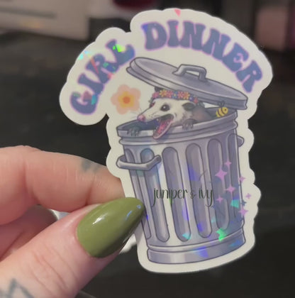 Girl dinner possum sticker